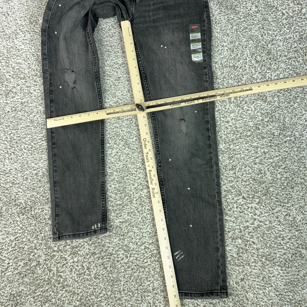 Levis 510 Jeans Mens 32x34 Gray Skinny Stretch Denim Distressed Charcoal Paint